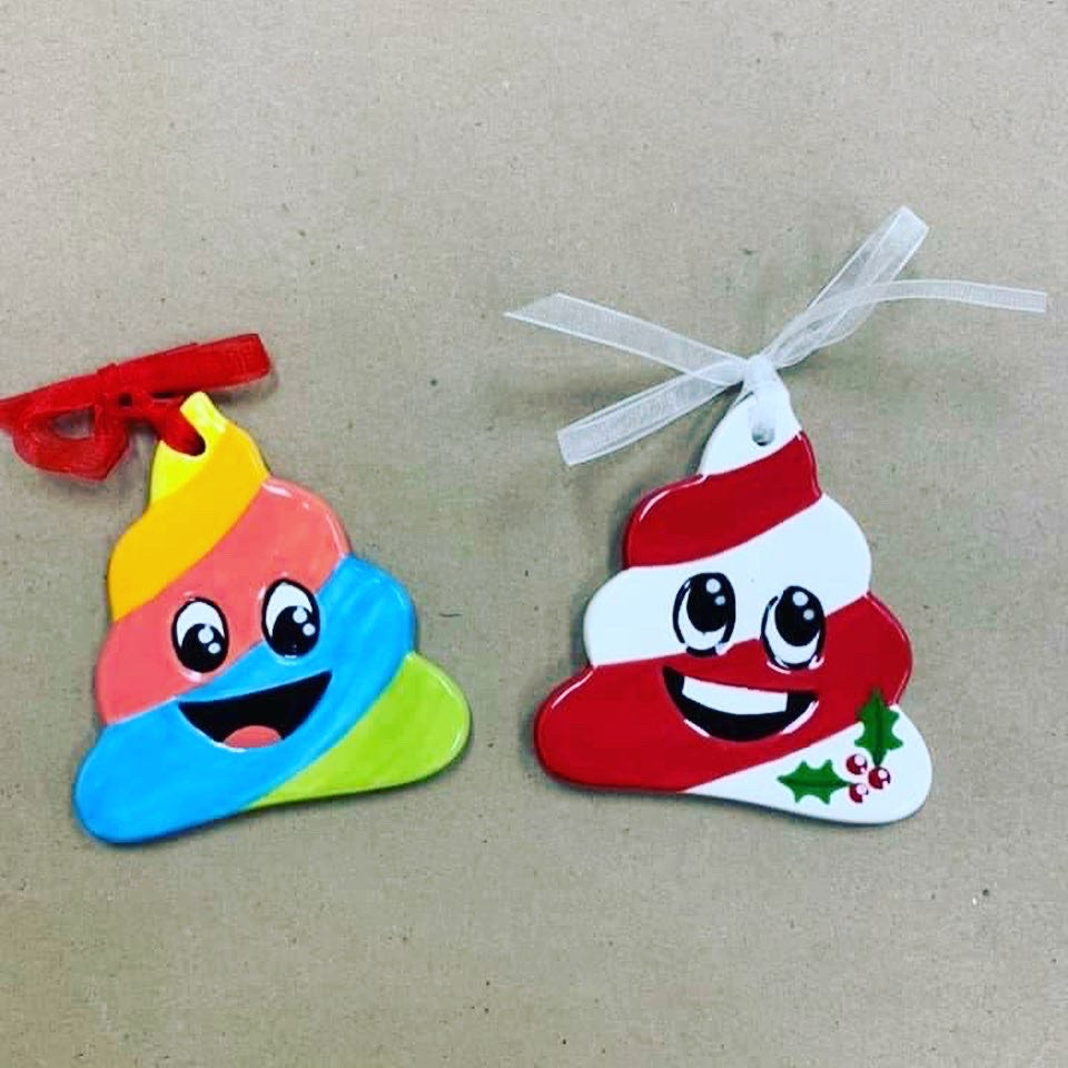 Poop emoji ornament