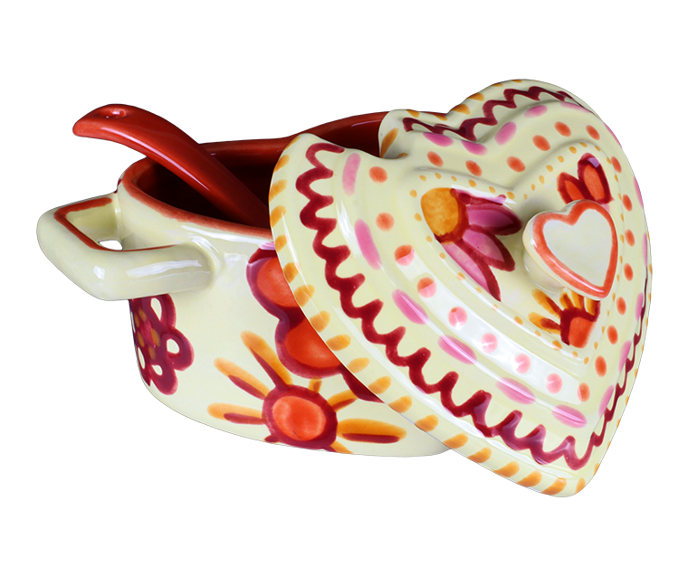 Heart Sugar/Salt Pot w/spoon